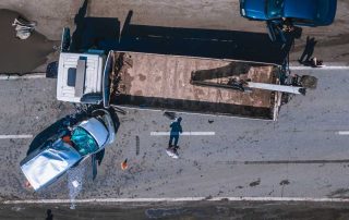 Truck accident aerial view