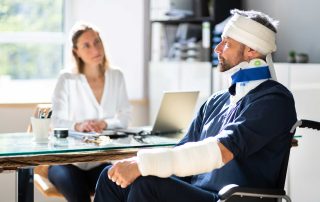 Injured worker discussing workers compensation