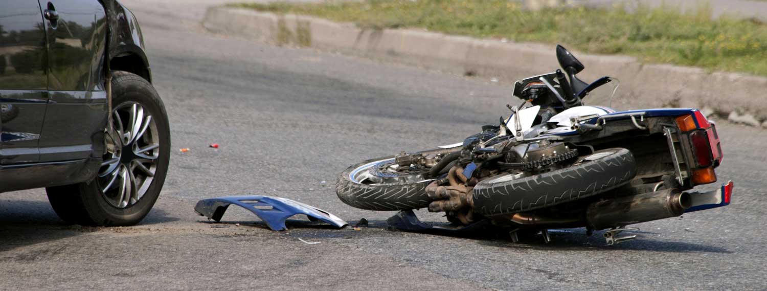 Motorcycle hit by a car