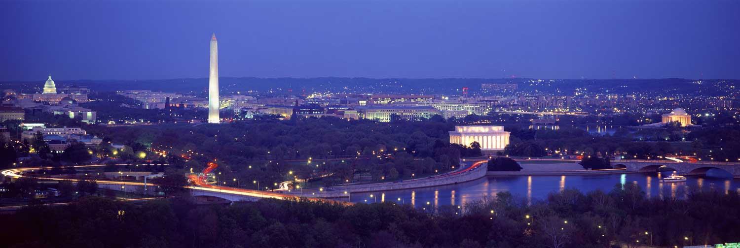 Skyline of Washington, DC at night