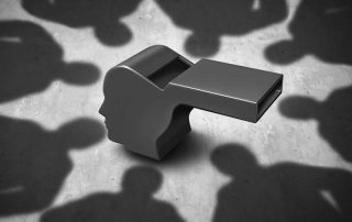 A whistle in the center of a circle, surrounded by eight silhouettes of people.